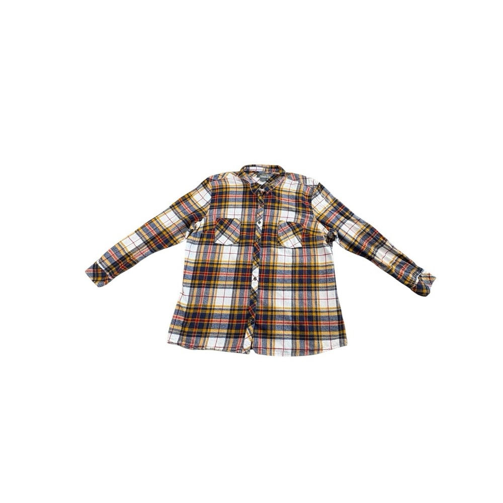 Natural Reflections Flannel Shirt Women 2X Plaid Button Front Cotton